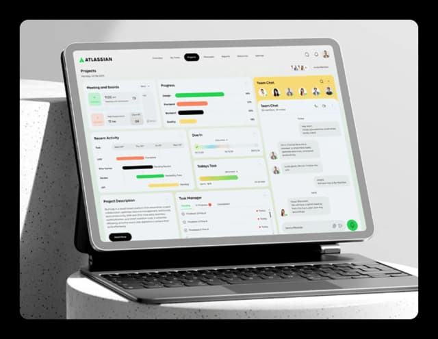 Custom web application development dashboard displaying tailored UI components and business logic workflows