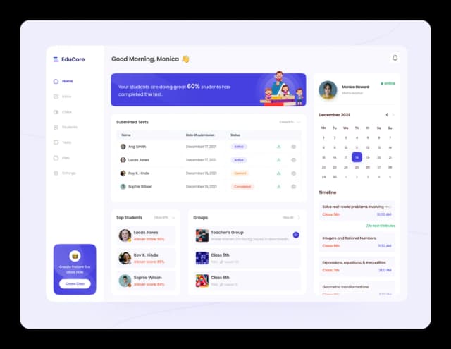 Web portal development services dashboard displaying multi-user access controls and personalized content modules